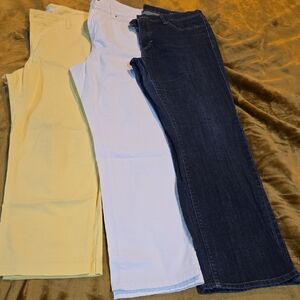 Charter Club Women’s Pants Trio - Yellow, White & Dark Blue